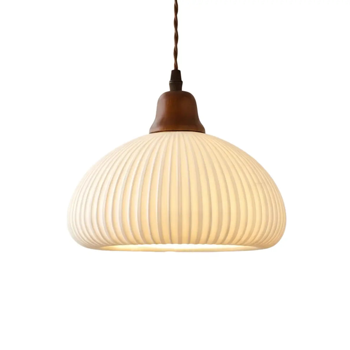 Contemporary Dome Pendant Light – Metal & Ceramic White